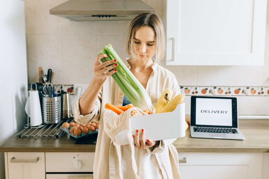 A woman ordering online food delivery.